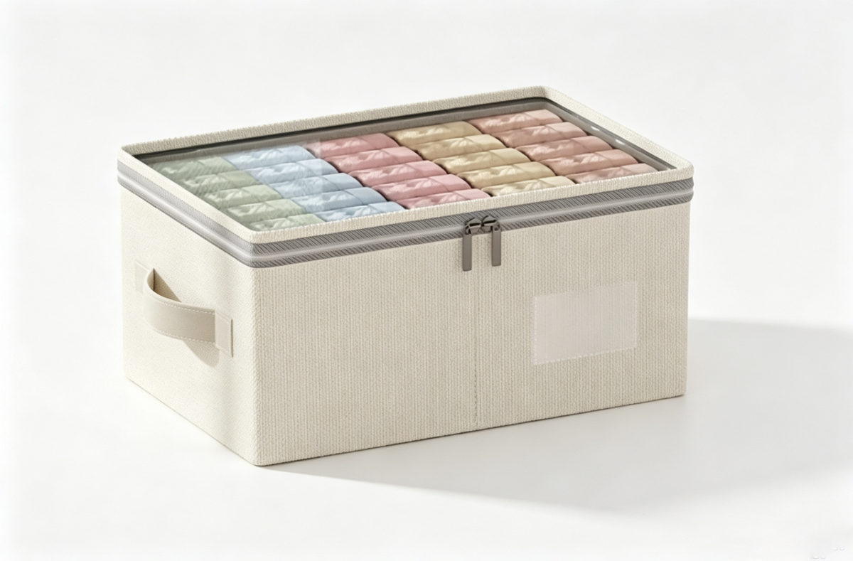 Cotton & Linen Zipper Storage Box