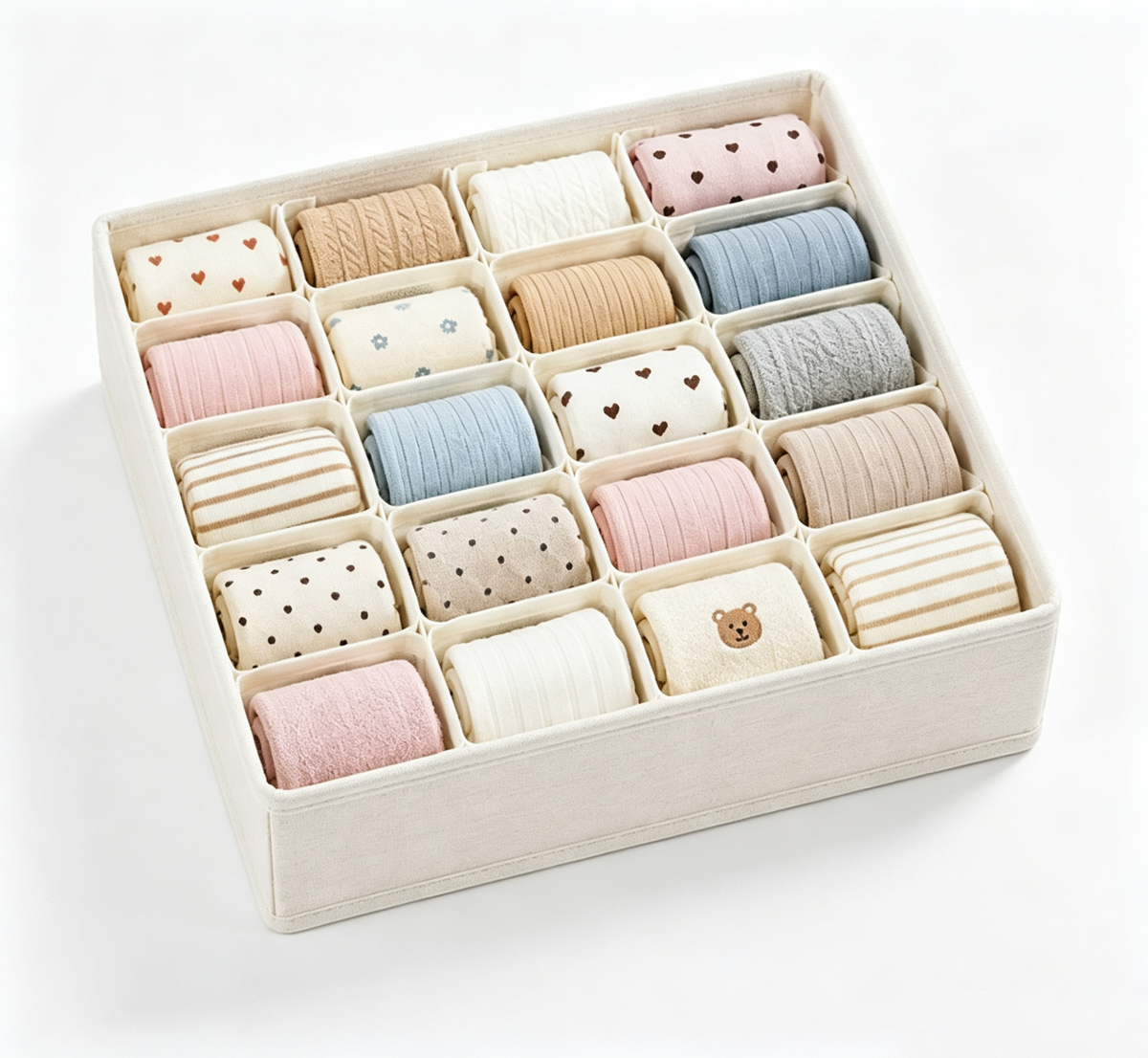24-Compartment Sock Storage Box