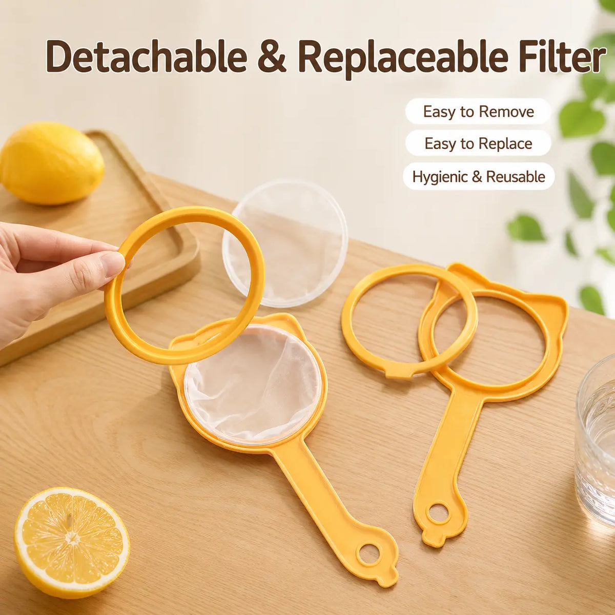 Fine mesh strainer with versatile functions. Perfect for straining coffee, tea and sifting flour. It is an ideal kitchen tool for cooking and food preparation.